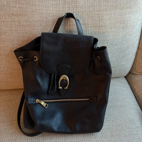 Coach Black Leather Backpack - Picture 1 of 7